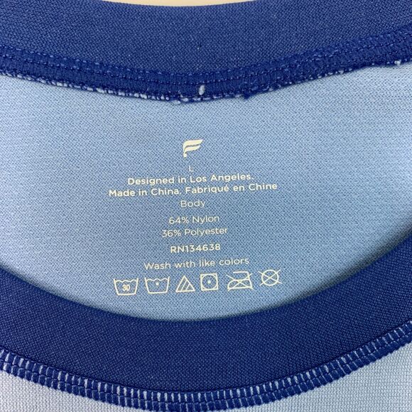 Fabletics Ringer T Shirt Mens L Large Blueberry Lightweight Athletic Nylon Blend - Picture 4 of 11